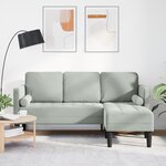 vidaXL Canapé 3 places avec chaise L en velours gris clair 160 cm