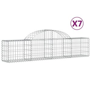 vidaXL Paniers à gabions arqués 7 Pièces 200x30x40/60 cm Fer galvanisé
