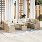vidaXL Ensemble de canapé de jardin 11 Pièces Beige Poly rotin