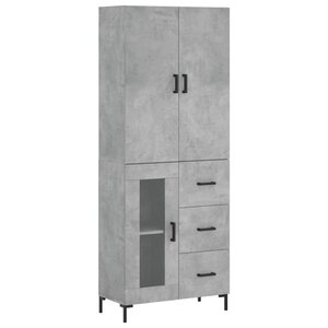 vidaXL Buffet haut Gris béton 69 5x34x180 cm Bois d'ingénierie