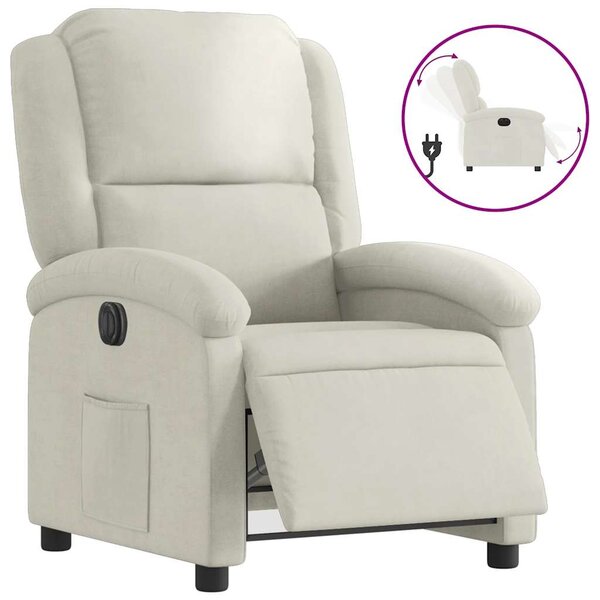 vidaXL Fauteuil inclinable électrique Crème Velours