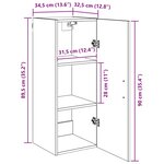 vidaXL Meuble mural Chêne noir 34 5 x 34 x 90 cm Bois d'ingénierie