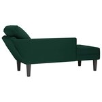 vidaXL Fauteuil long et coussin et accoudoir droit vert foncé velours