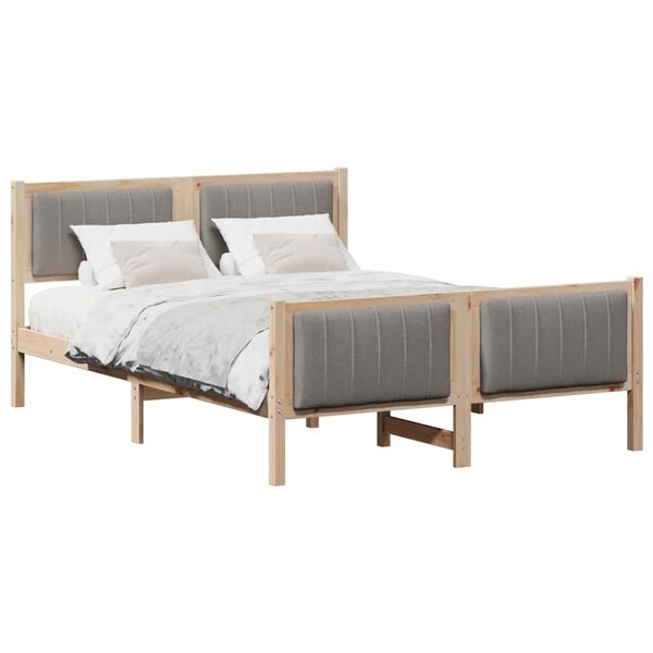 vidaXL Cadre de lit Marron et taupe 140 x 190 cm Bois massif en pin