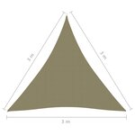 vidaXL Voile de parasol tissu oxford triangulaire 3x3x3 m beige