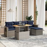 vidaXL Salon de jardin 6 Pièces avec coussins gris résine tressée