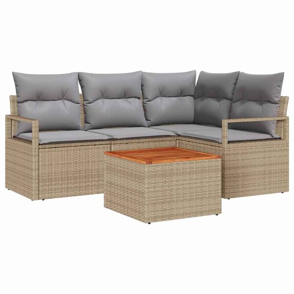 vidaXL Ensemble de canapé de jardin 5 Pièces beige et gris clair