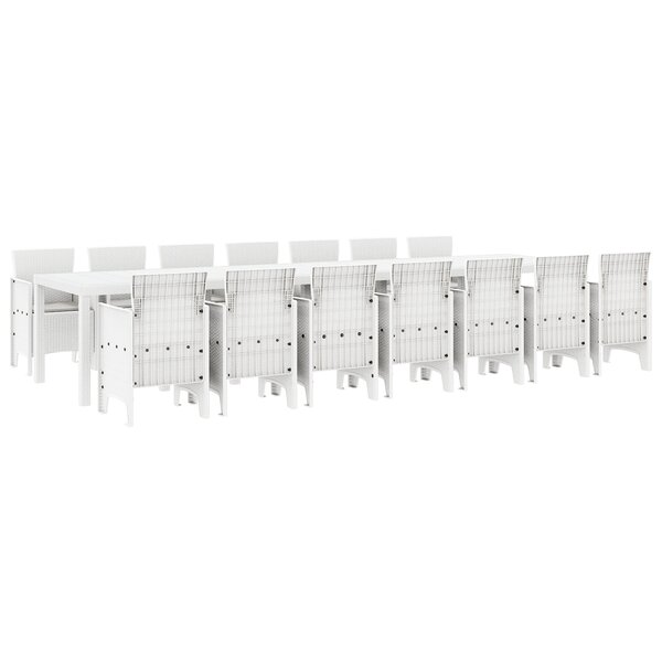 vidaXL Ensemble de salle à manger de jardin 15 Pièces Blanc Grand Rotin