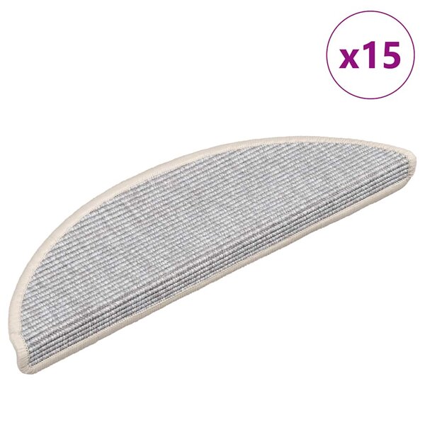 vidaXL Tapis d'escalier 15 pièces 56 x 17 x 3 cm Argent Demi-rond