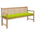 vidaXL Banc de jardin avec coussin vert vif 175 cm Bois de teck massif