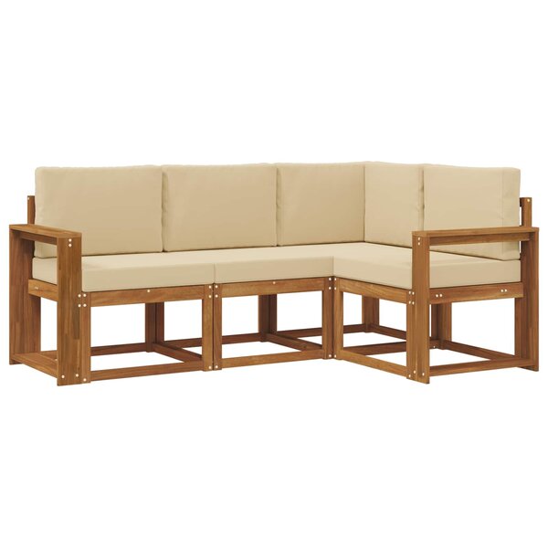 vidaXL Ensemble de canapés d'extérieur 4 pc Naturel et Beige