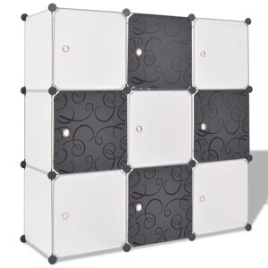 vidaXL Organisateur de rangement cube avec 9 compartiments Noir/Blanc