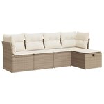 vidaXL Salon de jardin avec coussins 5 Pièces beige résine tressée