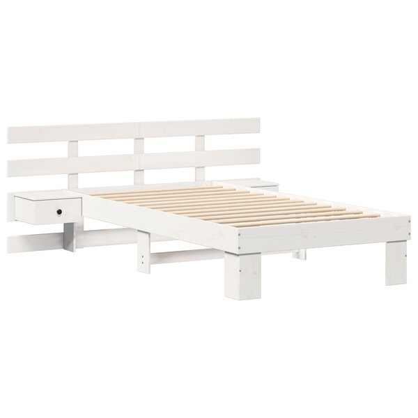 vidaXL Cadre de lit avec tiroir Blanc 80 x 200 cm Bois massif en pin