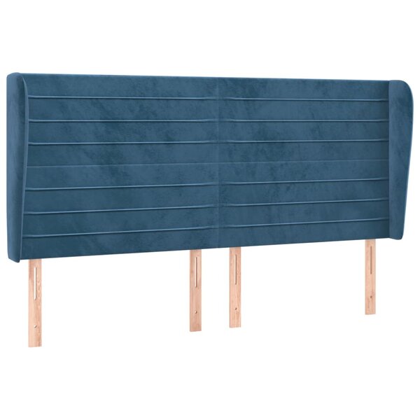 vidaXL Tête de lit avec oreilles Bleu foncé 203x23x118/128 cm Velours