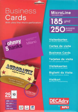 Pack 250 Cartes Visite Blanc 85X54