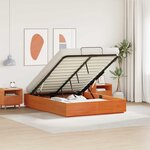 vidaXL Cadre de lit ottoman Brun Ciré 150 x 200 cm Pin massif