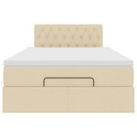 vidaXL Lit ottoman avec matelas et LED crème 120x190 cm tissu