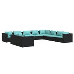 vidaXL Salon de jardin 10 Pièces avec coussins noir résine tressée