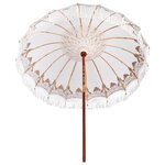 vidaXL Parasol balinais Crème (210-220) x 260 cm Coton et bois massif