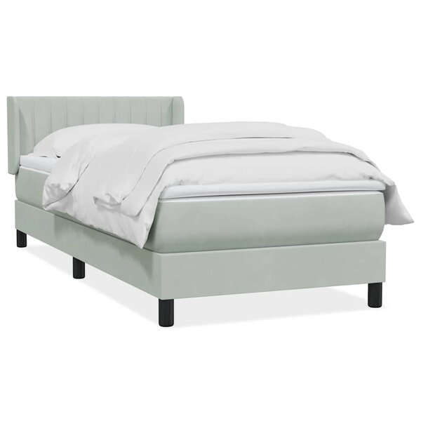 vidaXL Sommier à lattes de lit et matelas gris clair 80x210 cm velours