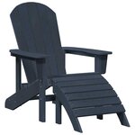 vidaXL Chaise de jardin 3 Pièces Bleu marine Polyéthylène