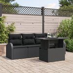 Ensemble de Canapés de Jardin 5 Pièces avec Coussins Noir Poly Rattan