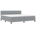 vidaXL Lit boxspring avec matelas Gris clair 200 x 200 cm tissu