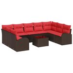 vidaXL Ensemble de canapé de jardin 10 Pièces Marron et rouge