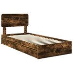 vidaXL Lit de Rangement Chêne fumé 75 x 190 cm Bois d'ingénierie