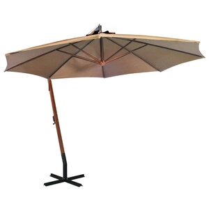 vidaXL Parasol de jardin suspendu avec mât taupe bois de sapin massif