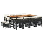 vidaXL Ensemble à manger de jardin 13 Pièces coussins noir résine tressée