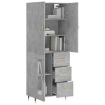 vidaXL Buffet haut Gris béton 69 5x34x180 cm Bois d'ingénierie