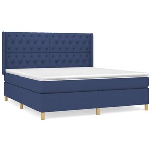 vidaXL Sommier à lattes de lit avec matelas Bleu 160x200 cm Tissu