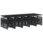 vidaXL Ensemble à manger de jardin 15 Pièces coussins noir résine tressée