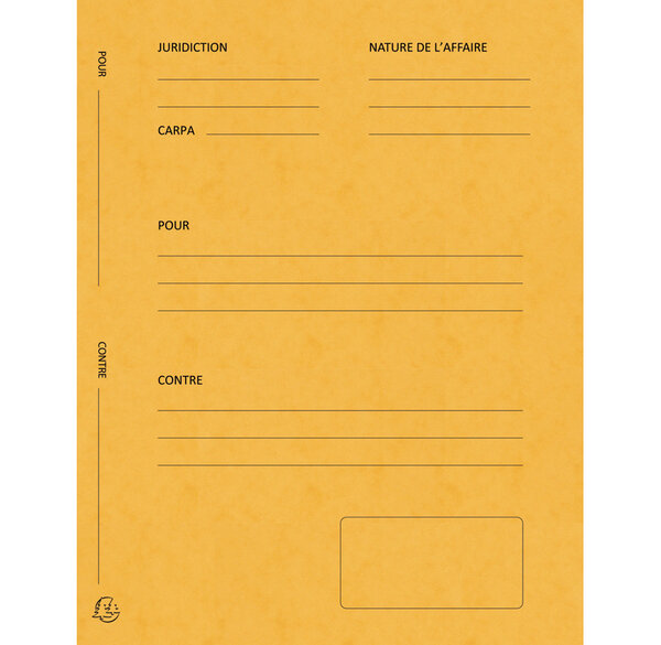 Pack de 25 chemises Avocat imprimées Plaidoirie 25x32 cm 265g Jaune EXACOMPTA