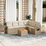 vidaXL Salon de jardin avec coussins 7 Pièces beige résine tressée