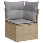 Set de Canapés de Jardin 9 pièces avec Coussins Beige Rotin Poly Acacia