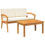 vidaXL Ensemble bistrot avec coussin 2 Pièces Marron Bois d'acacia massif