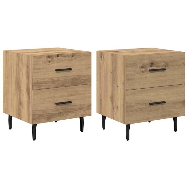 vidaXL Cabinet de chevet 2 Pièces chêne artisanal 40 x 35 x 47.5 cm