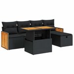 vidaXL Salon de jardin 6 Pièces avec coussins noir résine tressée