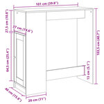 vidaXL Table de bar avec étagères blanc bois d'ingénierie