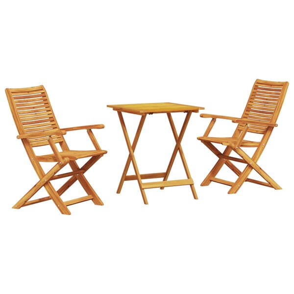 vidaXL Ensemble bistro pliant 3 Pièces Marron Bois d'Acacia Massif