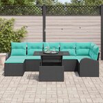 vidaXL Ensemble de canapé de jardin avec coussin 8 Pièces Noir Poly rotin