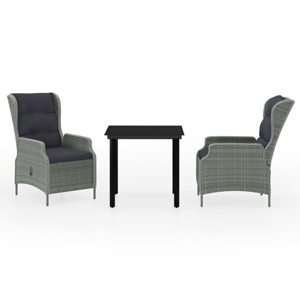 vidaXL Ensemble à manger de jardin 3 Pièces Gris clair