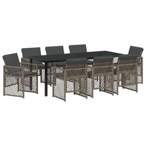vidaXL Ensemble de salle à manger pour jardin 9 Pièces Gris polyrotin