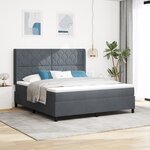 vidaXL Lit à ressorts avec matelas Gris foncé 180x200 cm Velours