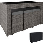 Tectake salon de jardin ibiza 6 places avec 2 sets de housses + housse de protection - gris