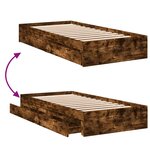 vidaXL Cadre de lit et tiroirs chêne fumé 75x190 cm bois d'ingénierie