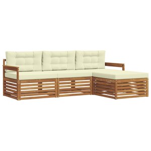 vidaXL Ensemble de canapés d'extérieur 4 pc Naturel et Crème